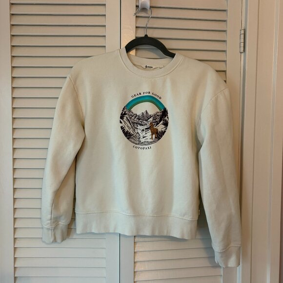 Cotopaxi Traveling Llama Organic Cotton Sweatshirt small cream 'gear for good' - Picture 2 of 7